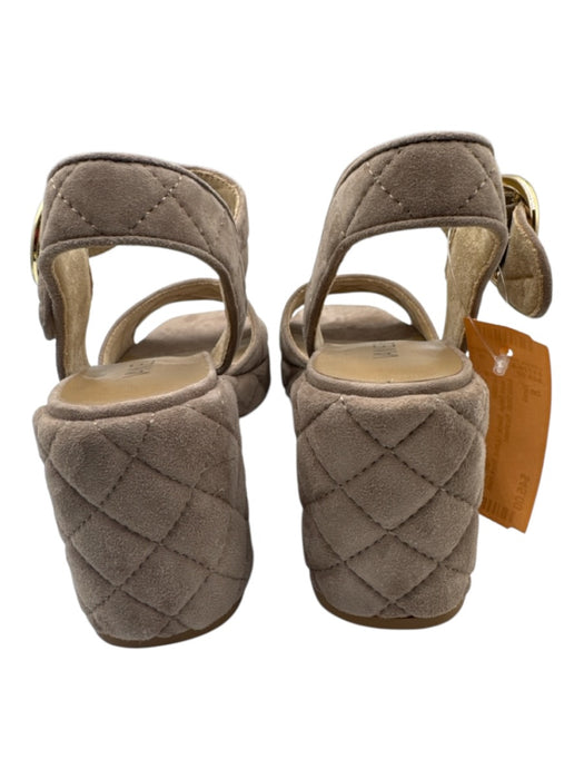 Vaneli Shoe Size 8 Taupe Beige Suede Quilted Block Heel Ankle Strap Sandals Taupe Beige / 8