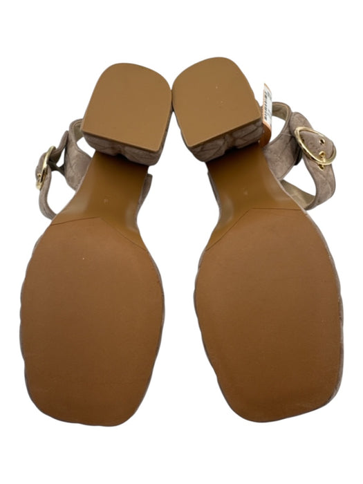 Vaneli Shoe Size 8 Taupe Beige Suede Quilted Block Heel Ankle Strap Sandals Taupe Beige / 8