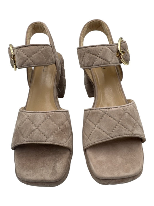 Vaneli Shoe Size 8 Taupe Beige Suede Quilted Block Heel Ankle Strap Sandals Taupe Beige / 8