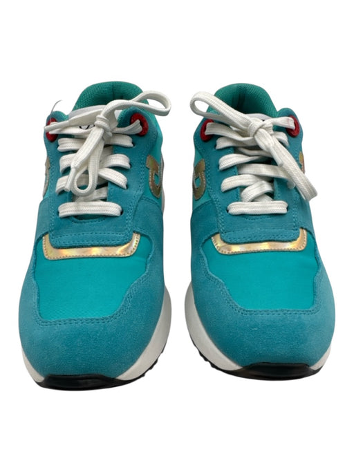 OPP Shoe Size Est. 7.5/8 Teal Blue & Multi Leather Low Top Lace Up Sneakers Teal Blue & Multi / Est. 7.5/8
