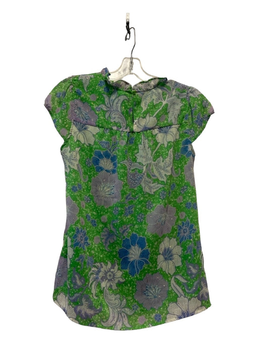 Joie Size S Green & Purple Polyester Metallic Floral Top Green & Purple / S