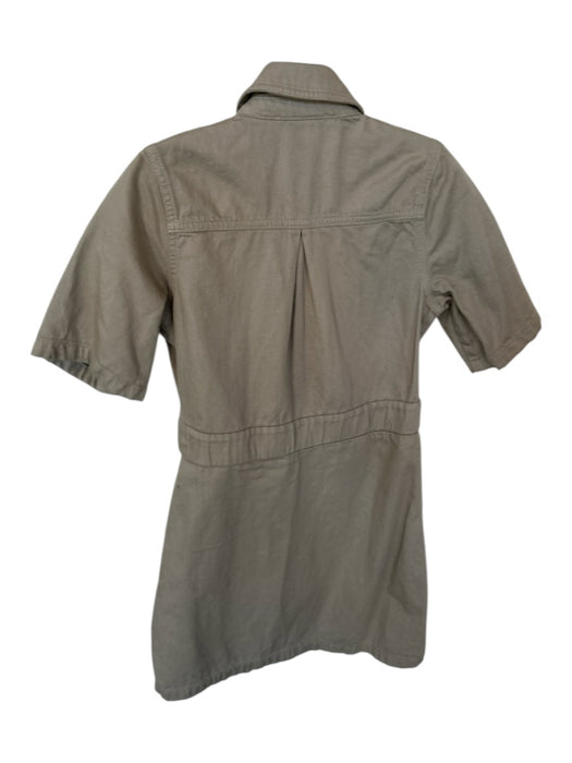 French Connection Size 2 Khaki Cotton Short Sleeve Full ZIp Dress Khaki / 2