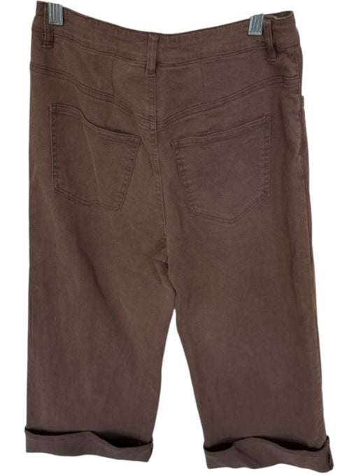 Entro Size S Brown Cotton Blend High Waist Wide Leg Cropped Cuffed Jeans Brown / S