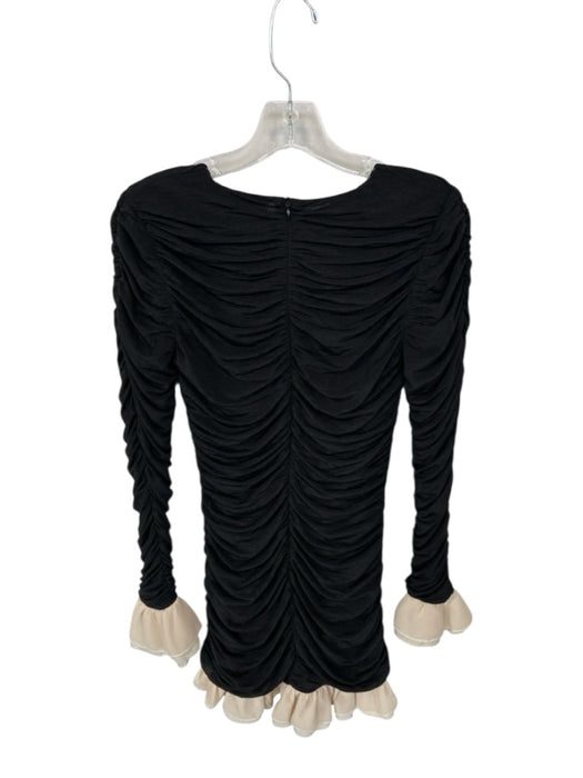 Mable Size S Black & Cream Polyester Long Bell Sleeve Gathered Back Zip Dress Black & Cream / S