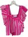 Saylor Size XS Pink & White Rayon Blend Short Sleeve Mirrored Tassels Top Pink & White / XS
