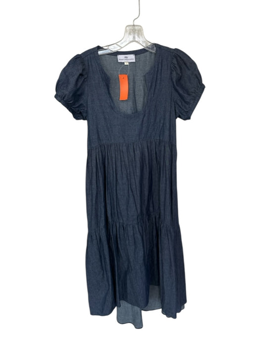 Never a Wallflower Size XS Dark Wash Cotton Short Sleeve Maxi Dress Dark Wash / XS