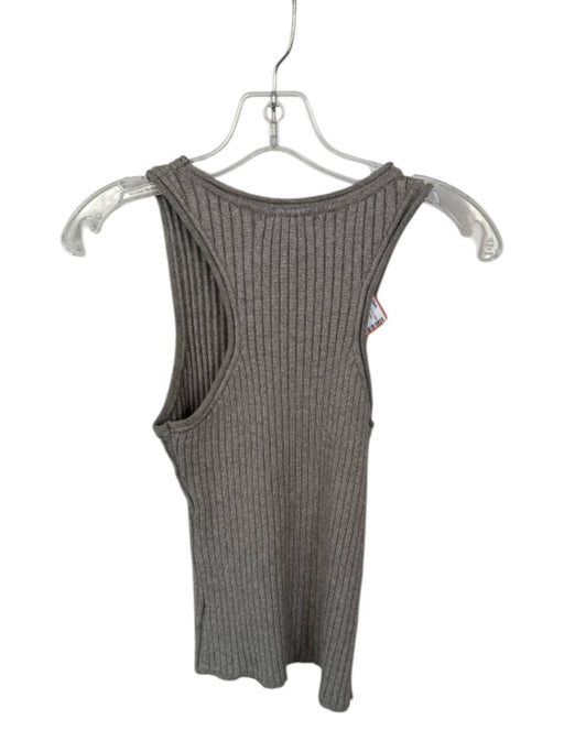 Crescent Size S Gray Viscose Blend Sleeveless Ribbed Metallic Top Gray / S