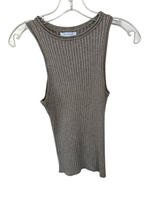Crescent Size S Gray Viscose Blend Sleeveless Ribbed Metallic Top Gray / S