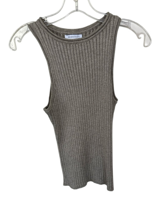 Crescent Size S Gray Viscose Blend Sleeveless Ribbed Metallic Top Gray / S