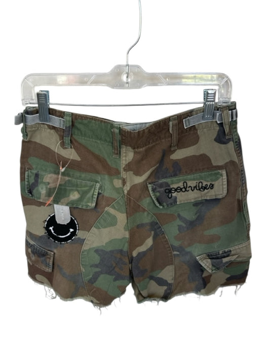 Rank & Sugar Size S Green & Brown Cotton Patches Camo Cut Off Shorts Green & Brown / S