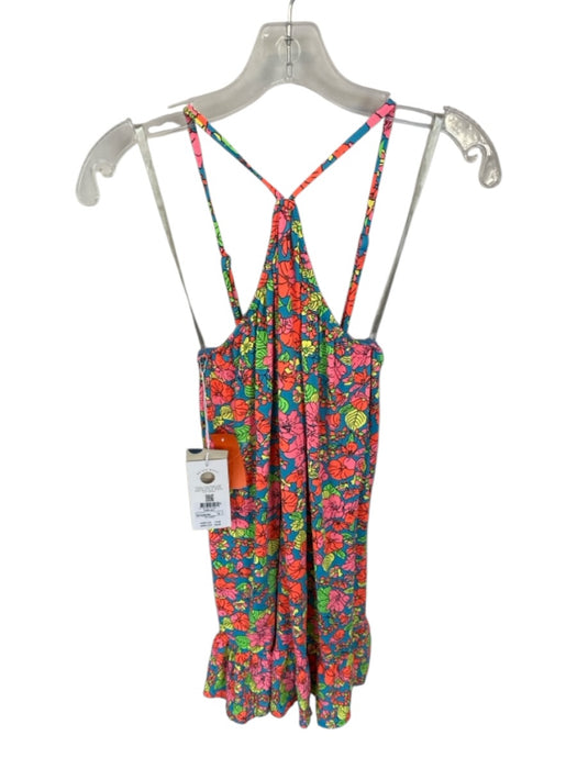 Maaji Size M Blue & Orange Recycled Polyamide Spaghetti Strap Flowers Dress Blue & Orange / M