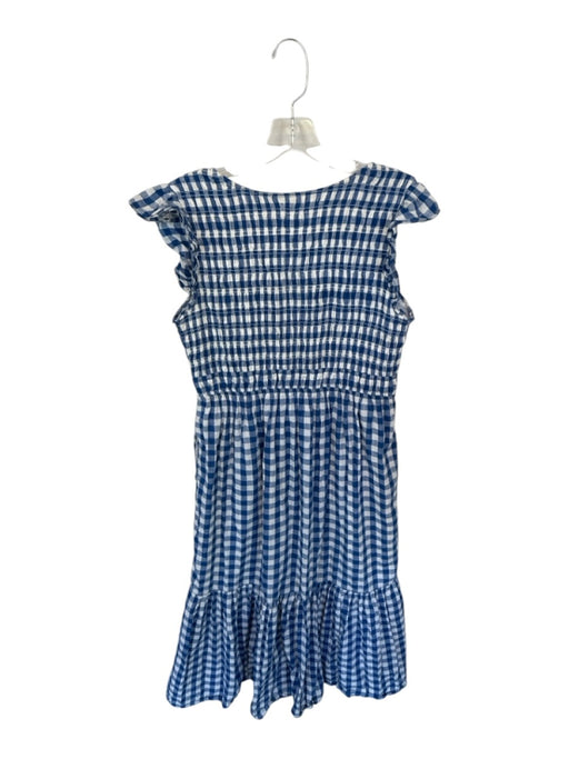 By Anthropologie Size S Blue & White Cotton Flutter Sleeves Gingham Maxi Dress Blue & White / S