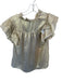 THML Size XS Gold Polyester Blend Short Sleeve Metallic Ruffle collar Top Gold / XS