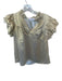 THML Size XS Gold Polyester Blend Short Sleeve Metallic Ruffle collar Top Gold / XS