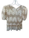 Dolan Size XS Cream & Tan Cotton Blend Lace Short Sleeve Top Cream & Tan / XS