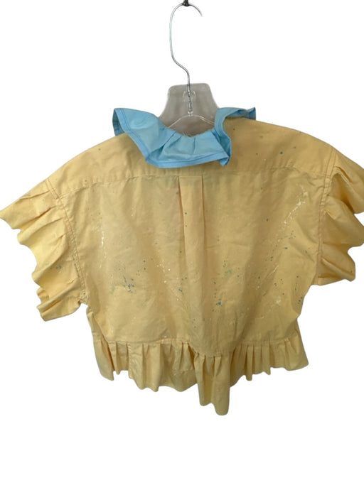 Ralph Lauren Size M Yellow & Blue Cotton Peplum Paint Splatter Button Down Top Yellow & Blue / M