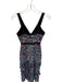 Saloni Size 2 Black & Multi Silk Sleeveless Watercolor Midi Side Zip Dress Black & Multi / 2