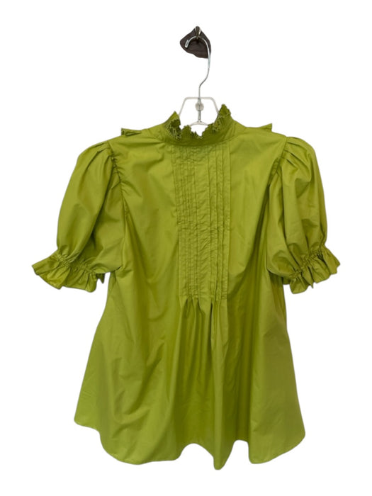 Entro Size S Green Polyester Blend Short Balloon Sleeve Acordian Pleated Dress Green / S