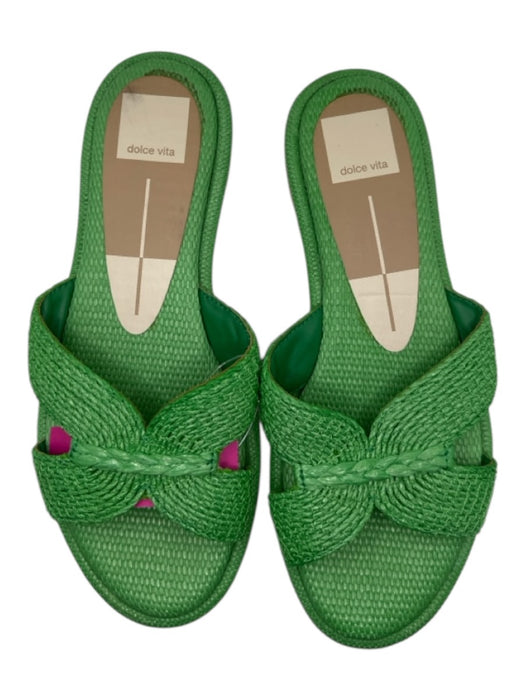 Dolce Vita Shoe Size 6.5 Green Raffia Braided Detail Mules Green / 6.5