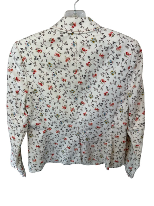 Rebecca Taylor Size 4 White & Orange Cotton 3 Button Botanical Ruffles Jacket White & Orange / 4