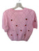 Entro Size L Pink & Red Cotton Blend Short Sleeve Strawberry Perforated Top Pink & Red / L