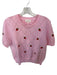 Entro Size L Pink & Red Cotton Blend Short Sleeve Strawberry Perforated Top Pink & Red / L