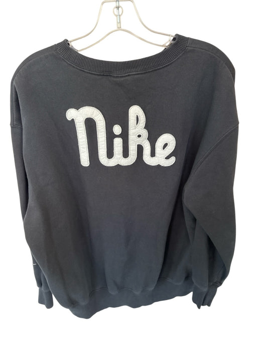 Nike Size S Black & White Cotton Long Sleeve Logo Crew Neck Athletic Sweatshirt Black & White / S