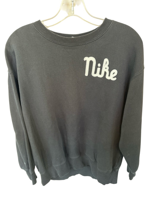 Nike Size S Black & White Cotton Long Sleeve Logo Crew Neck Athletic Sweatshirt Black & White / S