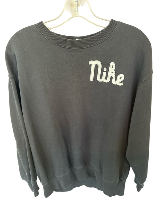 Nike Size S Black & White Cotton Long Sleeve Logo Crew Neck Athletic Sweatshirt Black & White / S