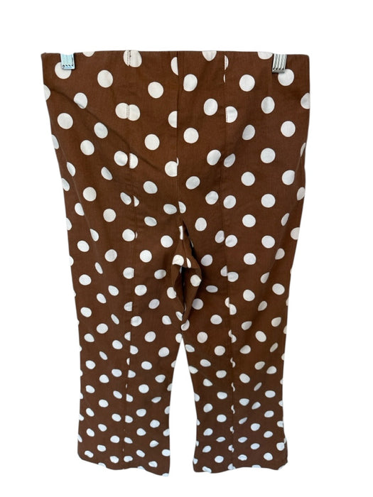 Glam Size S Brown & White Cotton Blend Side Zip Polka Dot Flare Cropped Pants Brown & White / S