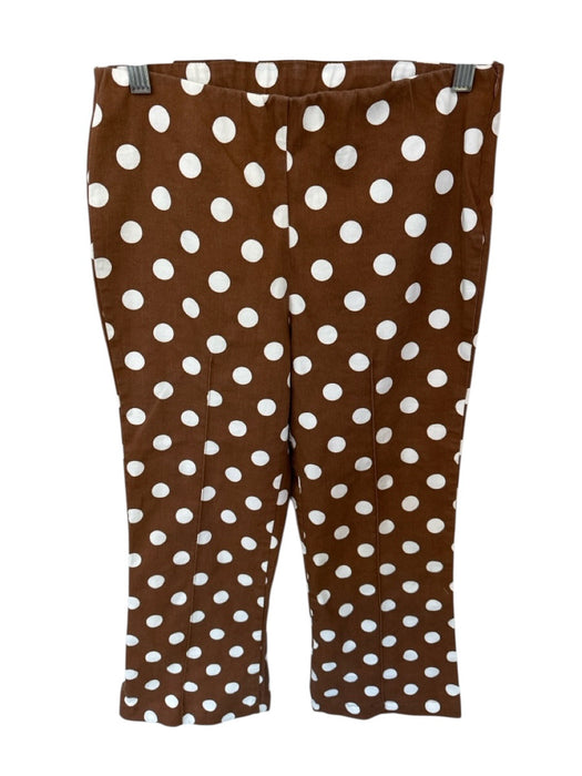 Glam Size S Brown & White Cotton Blend Side Zip Polka Dot Flare Cropped Pants Brown & White / S