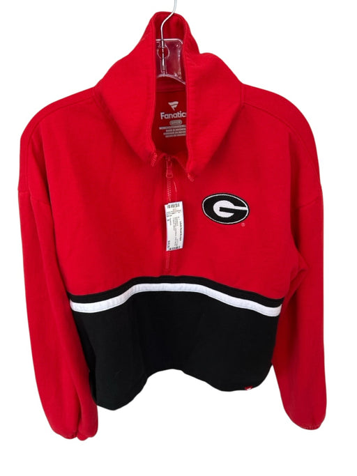 Fanatics Size S Red & Black Long Sleeve UGA Half Zip Cropped Sweatshirt Red & Black / S