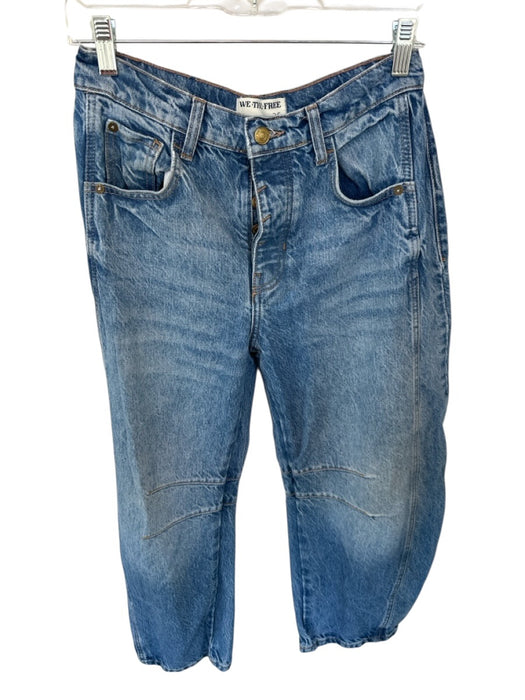 We The Free Size 25 Med Light Wash Cotton Mid Rise Button Fly Barrel Jeans Med Light Wash / 25