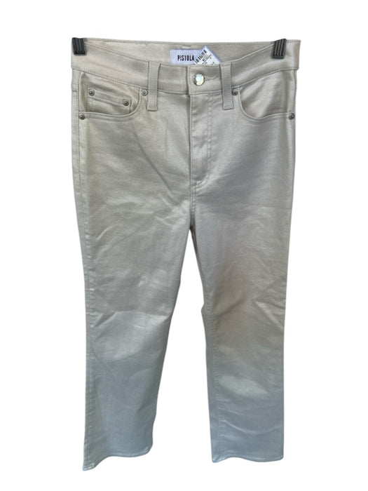 Pistola Size 25 Pearl Coated Canvas Metallic High Waist Straight Leg Pants Pearl / 25