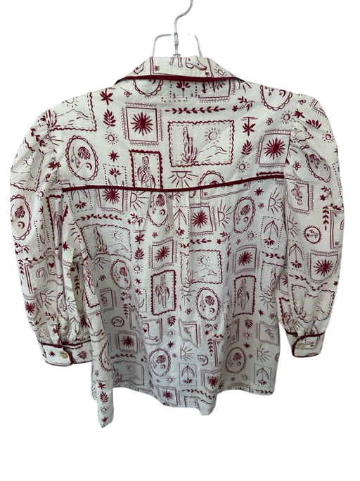 Pinch Size S Maroon & White Cotton Short Sleeve Flowers Cowboy Boot Top Maroon & White / S
