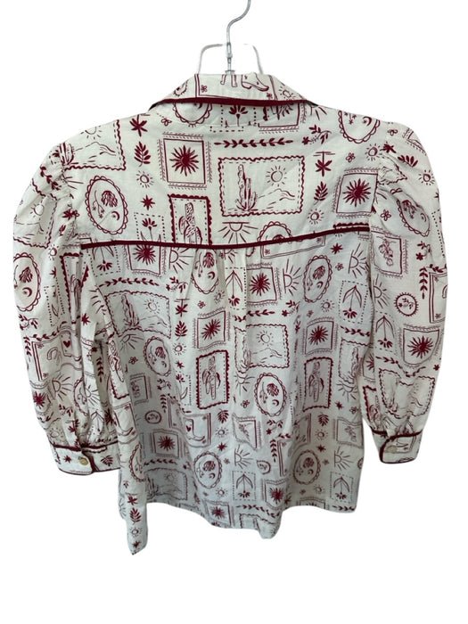 Pinch Size S Maroon & White Cotton Short Sleeve Flowers Cowboy Boot Top Maroon & White / S