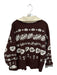 Free People Size S Cream & Brown Cotton & Wool Blend Long Sleeve Knit Sweater Cream & Brown / S