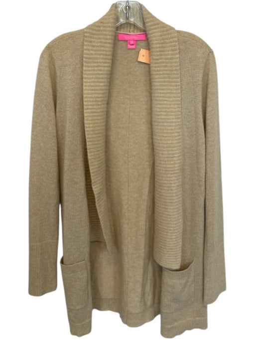 Lilly Pulitzer Size M Tan Cashmere Long Sleeve Metallic Thread Sweater Tan / M