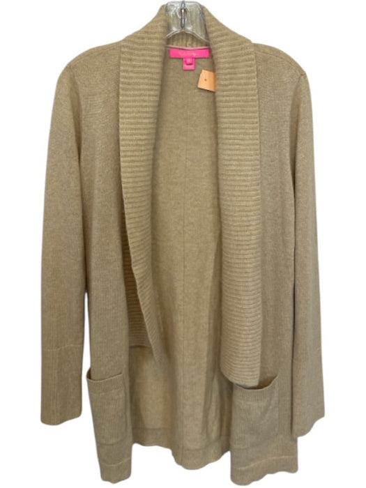 Lilly Pulitzer Size M Tan Cashmere Long Sleeve Metallic Thread Sweater Tan / M