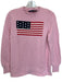 Duffield Lane Size XS Pink & Red Cotton Knit American Flag Crew Neck Sweater Pink & Red / XS