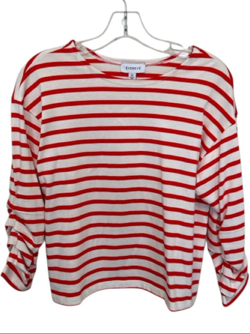 Evereve Size XS White & Red Pima Cotton Long Sleeve Striped Top White & Red / XS