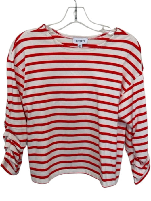 Evereve Size XS White & Red Pima Cotton Long Sleeve Striped Top White & Red / XS