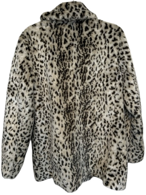 La Vie Rebecca Taylor Size M Cream & Black Faux Fur Animal Print Long Coat Cream & Black / M