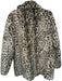 La Vie Rebecca Taylor Size M Cream & Black Faux Fur Animal Print Long Coat Cream & Black / M