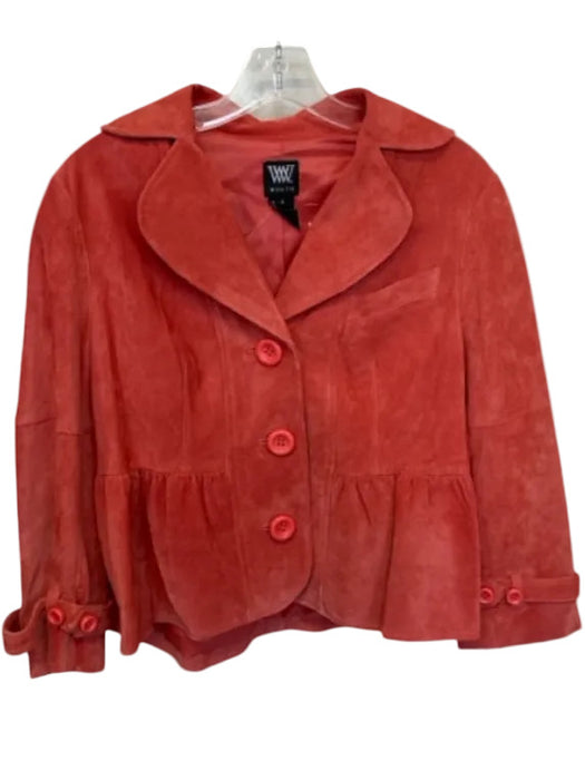 Worth Size 6 coral Suede Collar Buttons Peplum Jacket coral / 6