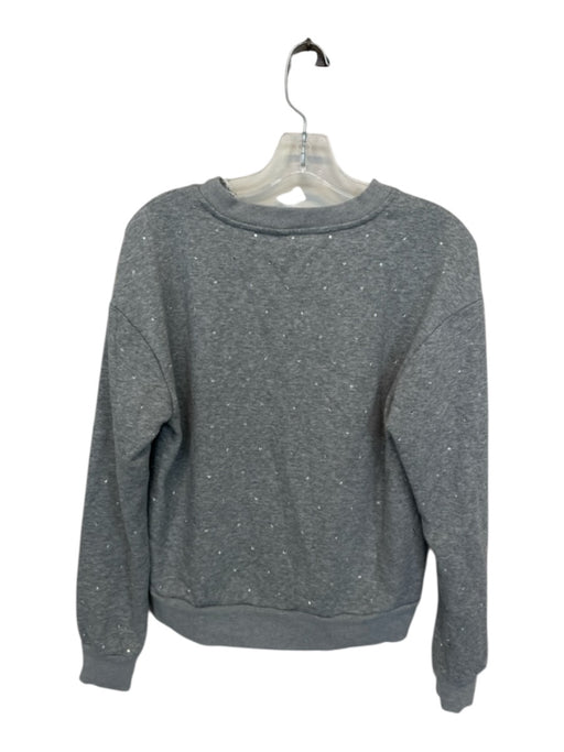 Evereve Size S Gray & Silver Cotton Blend Long Sleeve Rhinestone Sweatshirt Gray & Silver / S