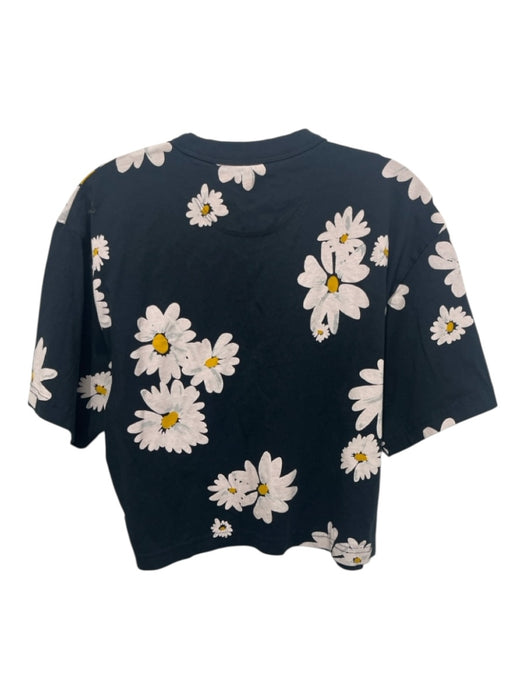 Coach Size M Black, White, Yellow Cotton Short Sleeve Floral Print Text Top Black, White, Yellow / M