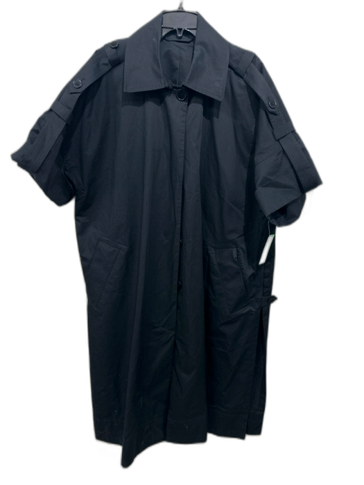 ALLSAINTS Size M/L Black Cotton Short Sleeve Buttons Trench Coat Black / M/L
