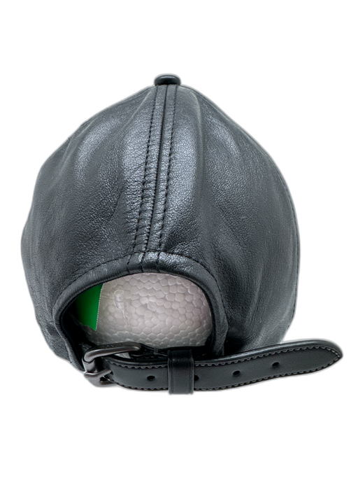 Coach Black Lamb leather Adjustable Baseball cap Hat Black / M/L