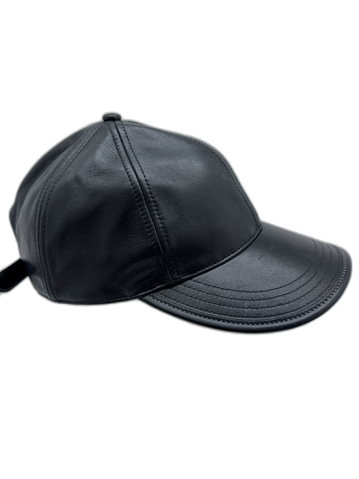 Coach Black Lamb leather Adjustable Baseball cap Hat Black / M/L